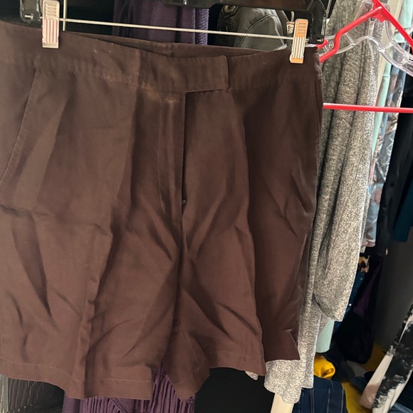Spiegel Pants - Spiegel Dark Brown Women Flat Front Cotton Shorts